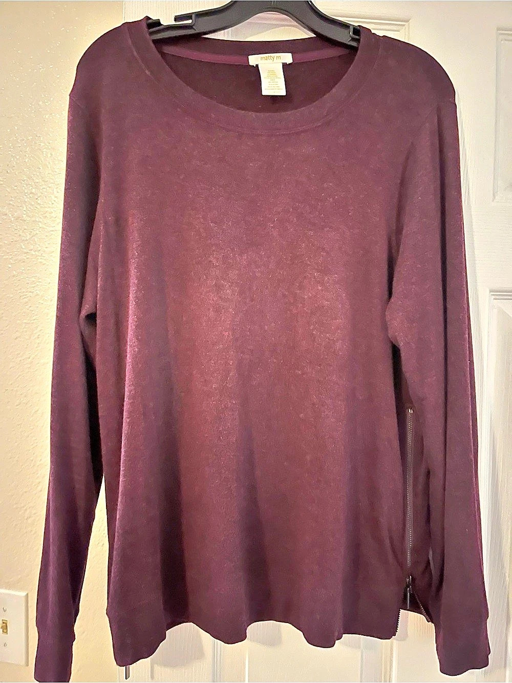 matty Medium Side Zip Sweater Long Sleeve Purple Medium